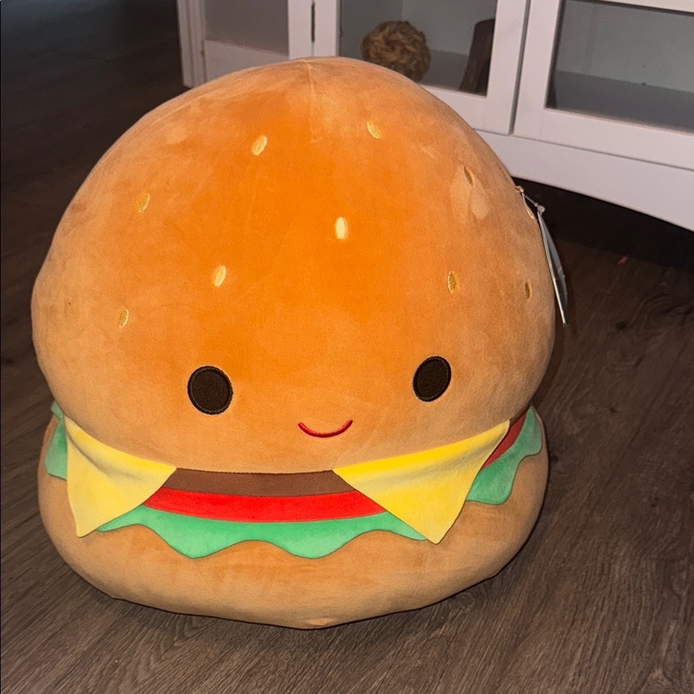 Squishmallows Orange and Tan Burger Plush